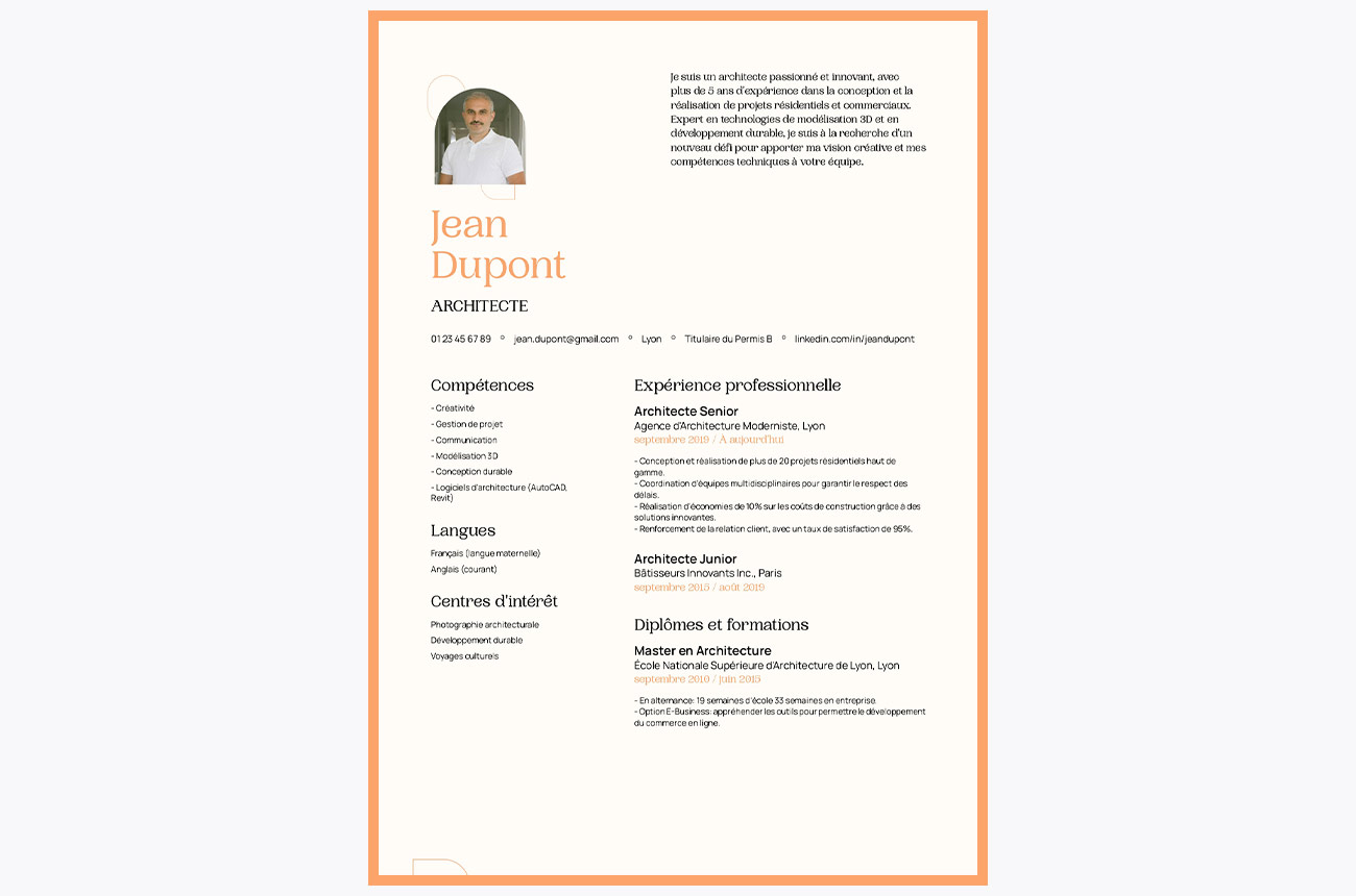 cv architecte